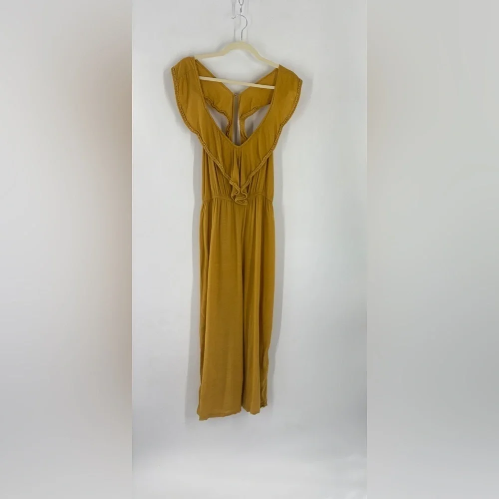 Xhileration Sleeveless Mustard Yellow V-Neck Ruffle Jumpsuit Romper Size M - Picture 2 of 13